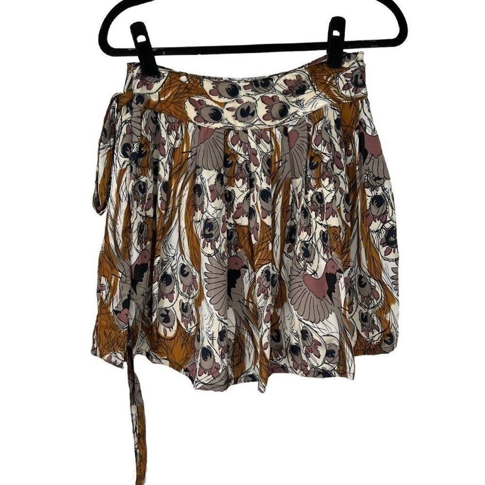 Chic‎ by Tantra Neutral Tones Bird Print Skirt Womens S